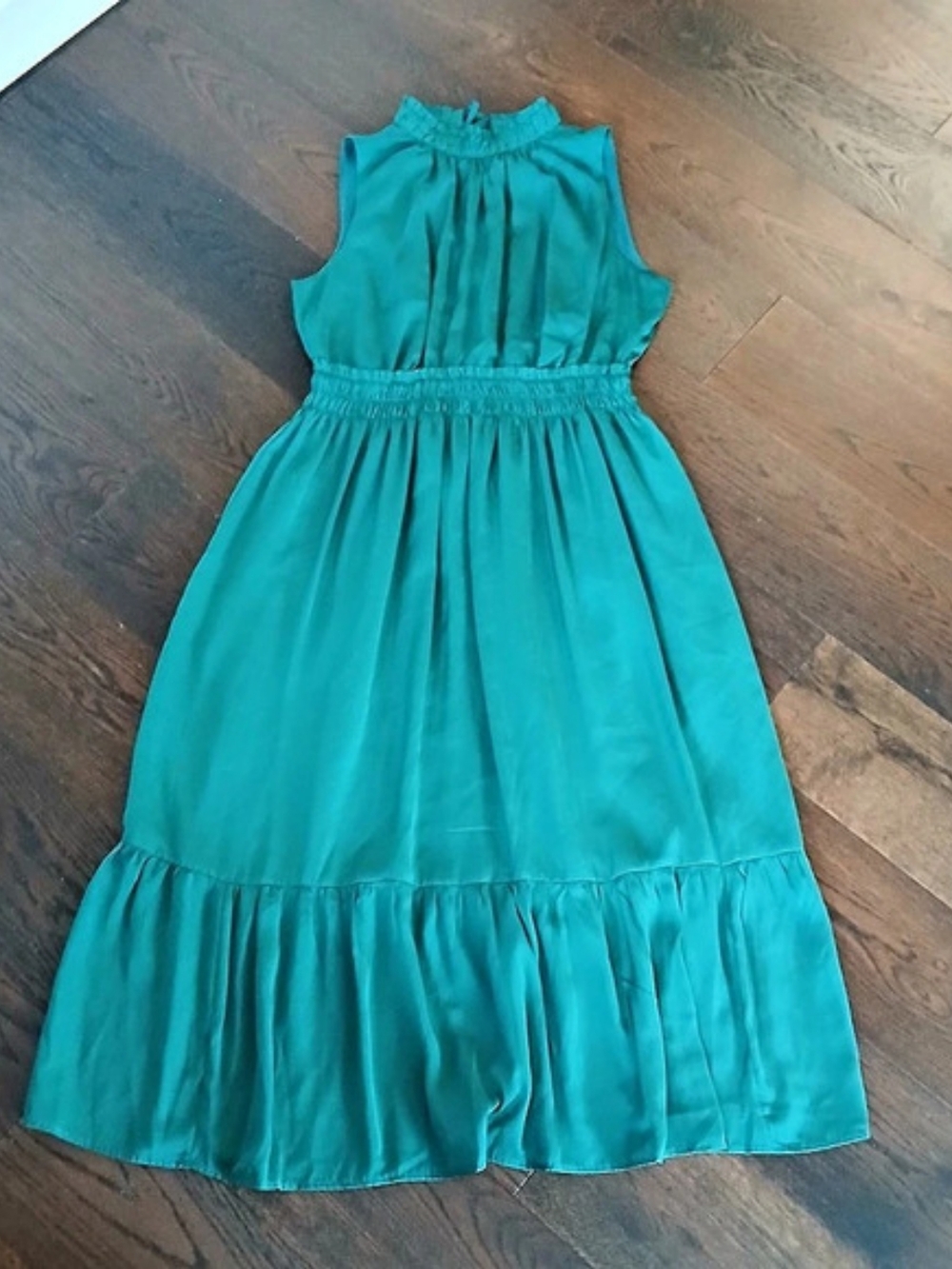 Knox Rose Maxi Ruffle Dress in Emerald  Green Like New Transition Layering Piece